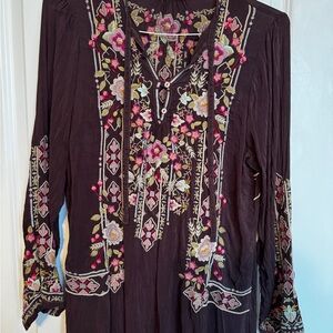 Embroidered Floral Boho Tunic